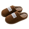 thumbnail image 1 of Corduroy Slippers for Women Men with Fuzzy Lined Warm Indoor and Outdoor Memory Foam House Shoes Adult, 1 of 4
