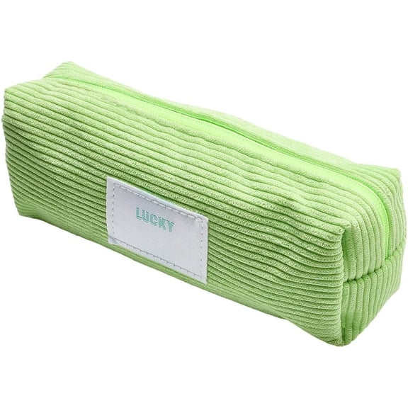 Corduroy Small Case Bag Corduroy Makeup Pouch Travel Toiletry Cosmetic Stationery Holder Organizer with Zipper Portable Storage Bag Supplies for Wowen Make Up Brushes Green Yellow Corduroy