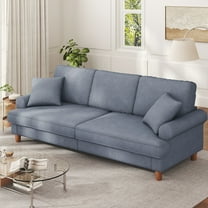 87" Sofa Couch, Comfy Extra Deep Seat 3 Seater Couch for Living Room with Soft Upholstered Round Arms,Free 2 Pillows,Grey