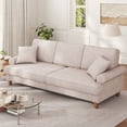 thumbnail image 1 of Patbrela 87" Sofa Couch, Comfy Extra Deep Seat 3 Seater Couch for Living Room with Soft Upholstered Round Arms, Free 2 Pillows, Beige, 1 of 10