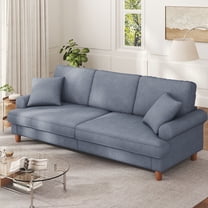 Patbrela 87" Sofa Couch, Comfy Extra Deep Seat 3 Seater Couch for Living Room with Soft Upholstered Round Arms, Free 2 Pillows, Gray