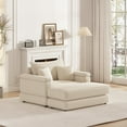 thumbnail image 1 of Corduroy Sofa, 43.3" Single Sofa with a Ottoman, a Back Pillow and 2 Toss Pillows, Comfy Cloud Sofa for Living Room Bedroom Apartment, Beige, 1 of 8