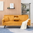 thumbnail image 1 of Corduroy Sofa, Adjustable Sofa, Sleeper Sofa&nbsp;with 3-Position Backrest and Built-In Cup Holders, 3-Seater Modern Couch for Living Room and Bedroom, Orange, 72.04 Inch, 1 of 2