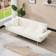 thumbnail image 1 of Corduroy Sofa Bed with Folding Armrests, White, 79 Inch Length, 70.48 lbs Weight, Foam and Spring Seat, 2-Seater, Adjustable Backrest for Small Living Room Apartment Dorm Office, 1 of 5