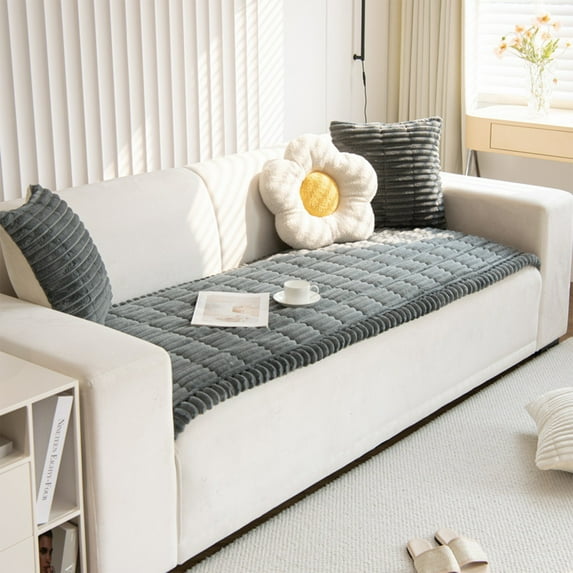 Corduroy Sofa Cushion Cover, Soft Plush Non-Slip Couch Mat for Living Room, Washable Thick Seat Pad and Backrest Protector, Modern Furniture Cover for Sofa Chair and Loveseat