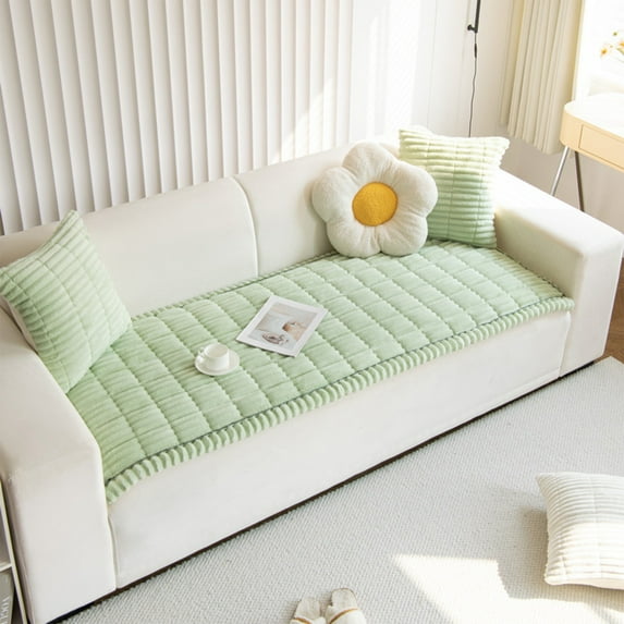 Corduroy Sofa Cushion Plush Seat Pad Non-Slip Leather Sofa Cover Backrest Protector for Home Comfort Decor