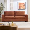 thumbnail image 1 of Corduroy Sofa with Cup Holder and Storage Bags, 87.4 Inch Modern Design Deep Seat Sofa, Comfy Sofa Couch for Living Room, Apartment, Brown, 1 of 9