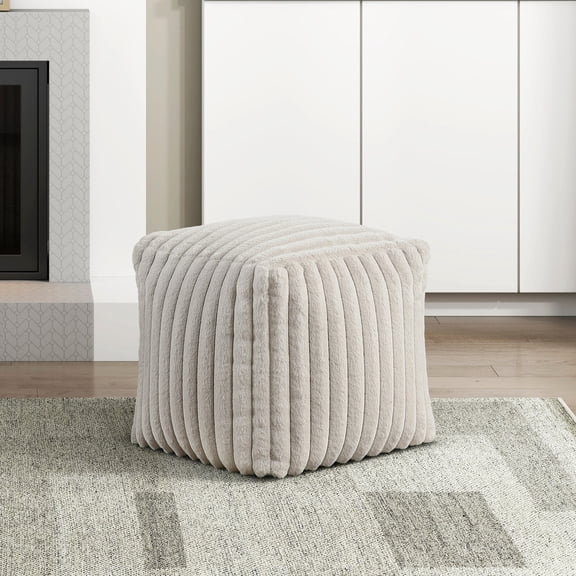 Corduroy Square Modern Pouf, Non-slip Footstool, 300lbs Weight Limit, 16"x16"x16 Pouf With Cover, Non-slip, 16"x16" H, 16"x16