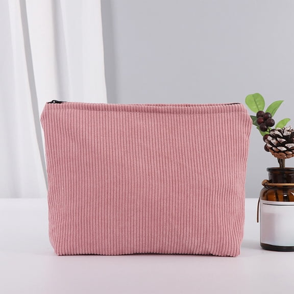 Corduroy Storage Bag Stationery Bag, Makeup Bag Large Corduroy Cosmetic Bag Capacity Canvas, Travel Toiletry Bag Organizer, for Purse Travel Canvas Cosmetic Organizer for Women Brush Storage