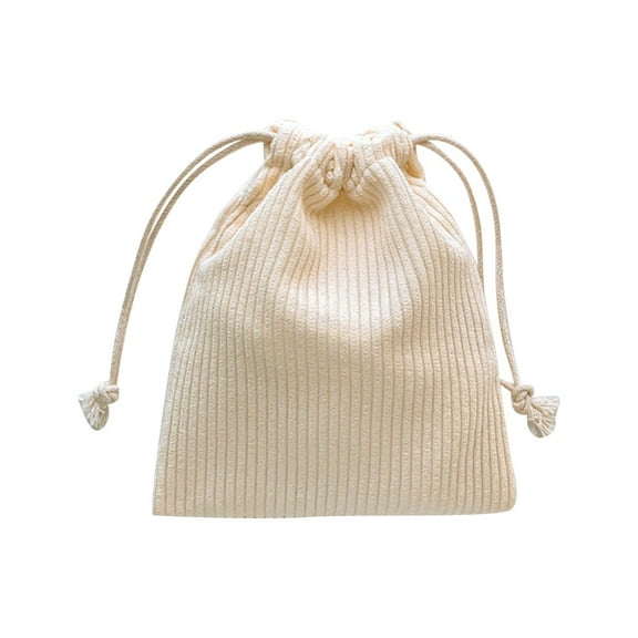 Corduroy Storage Bag with Drawstring Pocket, Multifunctional Cosmetic and Hair Accessories Organizer, Travel Makeup Bag for Women, Small Item Storage