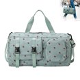 thumbnail image 1 of Corduroy Strawberry Travel Duffel Bag for Women Girls Large Weekender Bag with Shoe Compartment Wet Pocket Foldable Overnight Dance Gym Sports Bag (Blue), 1 of 8