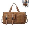 thumbnail image 1 of Corduroy Strawberry Travel Duffel Bag for Women Girls Large Weekender Bag with Shoe Compartment Wet Pocket Foldable Overnight Dance Gym Sports Bag (Brown), 1 of 8