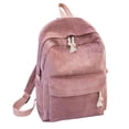 thumbnail image 1 of Corduroy Striped Backpack Drawstring Zipper Closure Lightweight Multi Pocket Waterproof Casual Back To School Daily Bookbag, 1 of 9