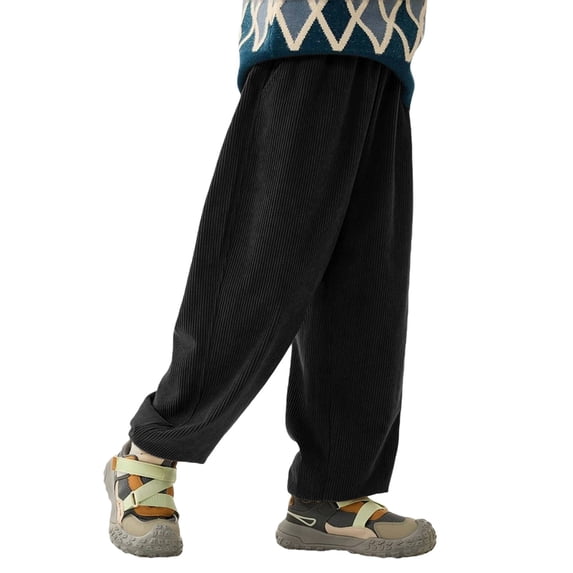 Corduroy Sweatpants for Kids Boys Elastic Waist Baggy Joggers Loose Warm Athletic Trousers Solid Hiking Track Pants