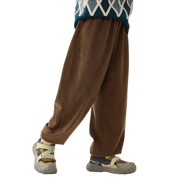 Corduroy Sweatpants for Kids Boys Elastic Waist Baggy Joggers Loose Warm Athletic Trousers Solid Hiking Track Pants