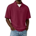 thumbnail image 1 of Corduroy T Shirts for Men with Button Stand Collared Short Sleeve Tees Tops Mens Casual Solid Color Pullover Going-Out Streetwear Work Tshirts Shirt, 1 of 6