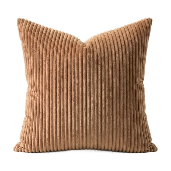 Corduroy Throw Pillow Cover 20 Inch Square Caramel Brown Decorative Pillow Case for Couch Living Room Home Decor 1 Pack