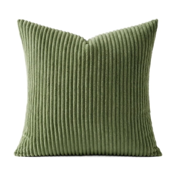 Corduroy Throw Pillow Cover with Fine Ribbed Texture, 28X28 Inches, Sage Green, for Living Room Sofa, Decorative Cushion Case