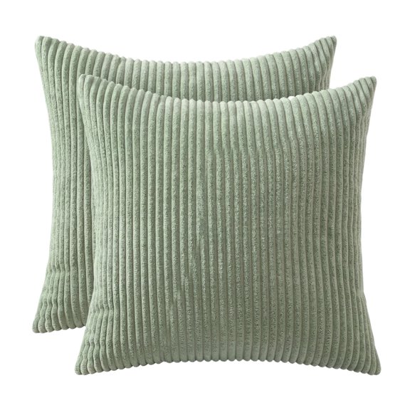 Corduroy Throw Pillow Covers, Soft Striped Decorative Square Cushion Case for Couch Sofa Bed, Modern Living Room Decor, Fall Decorations, 1 Pcs Mint Green Size:S