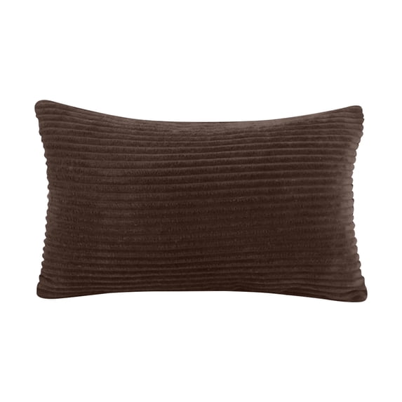 Corduroy Throw Pillow Covers, Striped Velvet Rectangular Decorative Cushion Cases for Sofa Couch and Bedroom, Soft Textured Pillow Shells for Home, Coffee