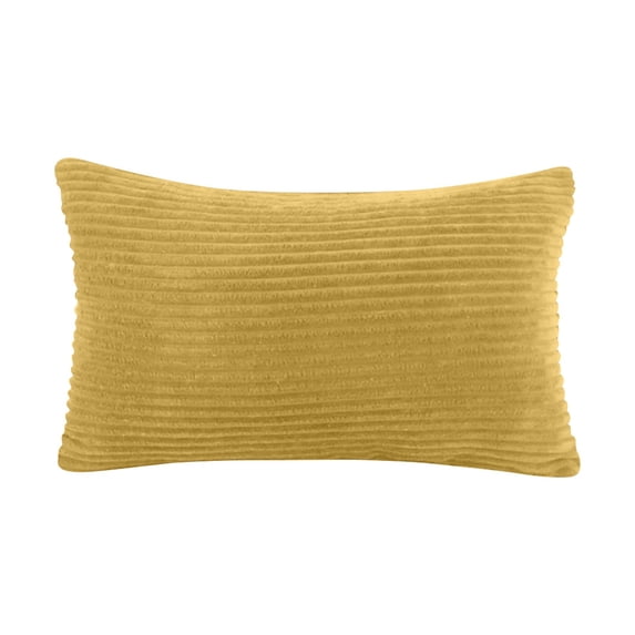 Corduroy Throw Pillow Covers, Striped Velvet Rectangular Decorative Cushion Cases for Sofa Couch and Bedroom, Soft Textured Pillow Shells for Home, Gold