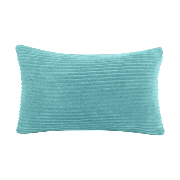 Corduroy Throw Pillow Covers, Striped Velvet Rectangular Decorative Cushion Cases for Sofa Couch and Bedroom, Soft Textured Pillow Shells for Home, Light Blue