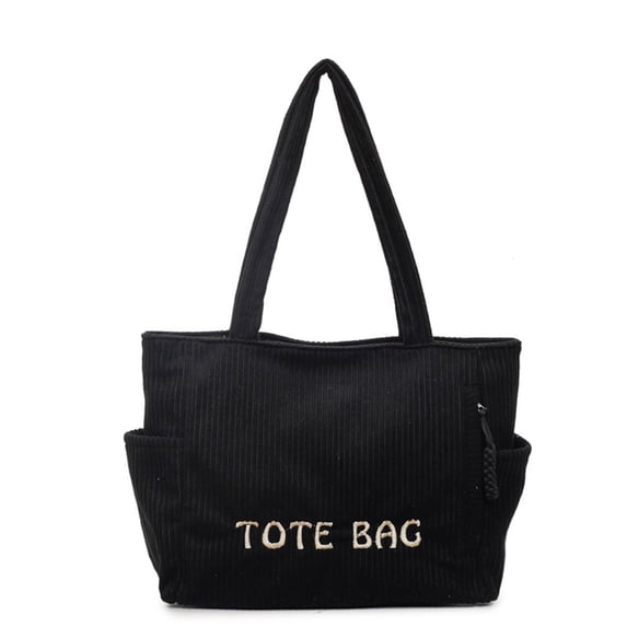 Corduroy Tote Bag Large Capacity Shoulder Bag, Casual Japanese Style Daily Handbag