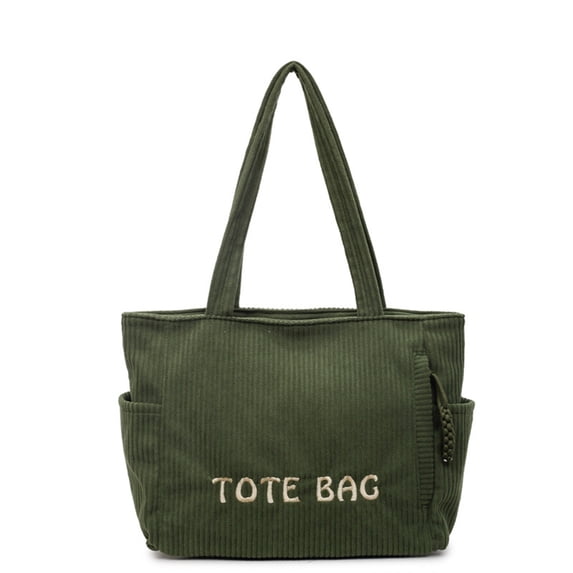 Corduroy Tote Bag Large Capacity Shoulder Bag, Casual Japanese Style Daily Handbag