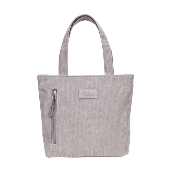 Corduroy Tote Bag, Lightweight Lunch Tote with Multi Pockets, Casual Shoulder Handbag for Work School Travel, Daily Carry Shopping Bag with Front Zipper Pocket