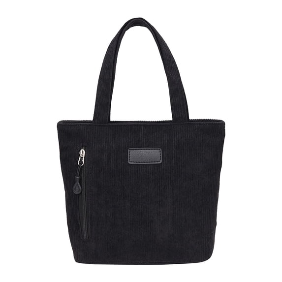 Corduroy Tote Bag, Lightweight Lunch Tote with Multi Pockets, Casual Shoulder Handbag for Work School Travel, Daily Carry Shopping Bag with Front Zipper Pocket