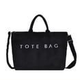 thumbnail image 1 of Corduroy Tote Bag for Women Large Soft Tote Bag for Work Travel Letter Print Crossbody Bag with Detachable Shoulder Strap, 1 of 7