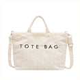 thumbnail image 1 of Corduroy Tote Bag for Women Large Soft Tote Bag for Work Travel Letter Print Crossbody Bag with Detachable Shoulder Strap, 1 of 7