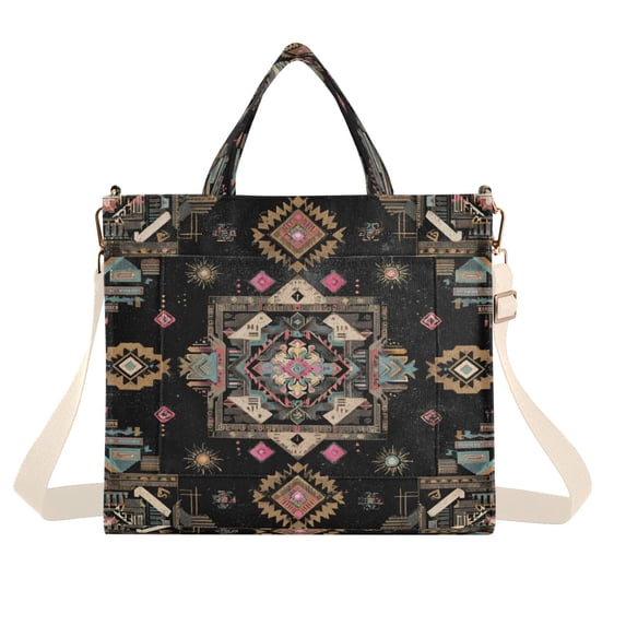 Corduroy Tote Bag for Women Shoulder Handbags Fashion Ladies Purses Satchel Messenger Bags Abstract Shapes Pattern M