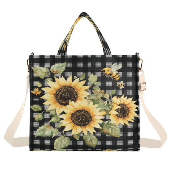 Corduroy Tote Bag for Women Shoulder Handbags Fashion Ladies Purses Satchel Messenger Bags Beautiful Sunflowers S