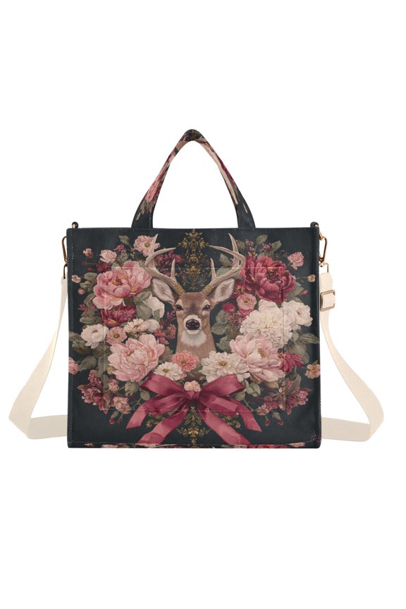 Corduroy Tote Bag for Women Shoulder Handbags Fashion Ladies Purses Satchel Messenger Bags Beautiful and Detailed Deer S