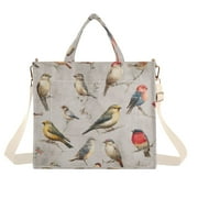 Corduroy Tote Bag for Women Shoulder Handbags Fashion Ladies Purses Satchel Messenger Bags Birds Pattern M