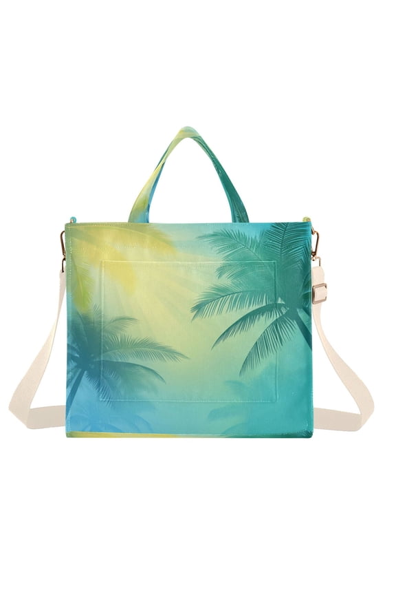 Corduroy Tote Bag for Women Shoulder Handbags Fashion Ladies Purses Satchel Messenger Bags Blue and Green Gradient S
