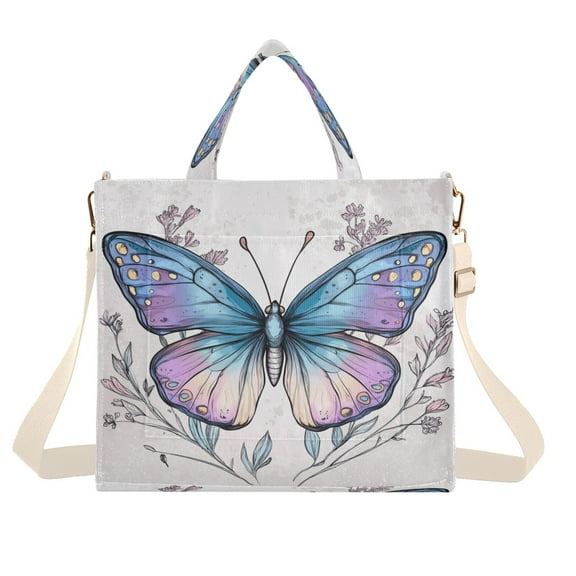 Corduroy Tote Bag for Women Shoulder Handbags Fashion Ladies Purses Satchel Messenger Bags Butterfly S