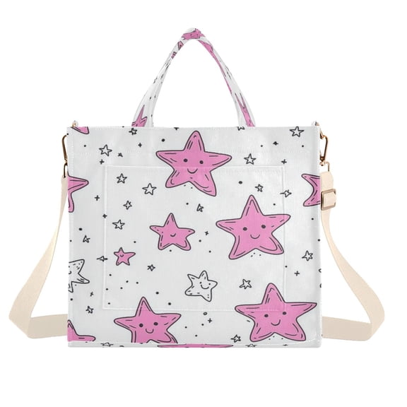 Corduroy Tote Bag for Women Shoulder Handbags Fashion Ladies Purses Satchel Messenger Bags Cartoon Five-pointed Star S