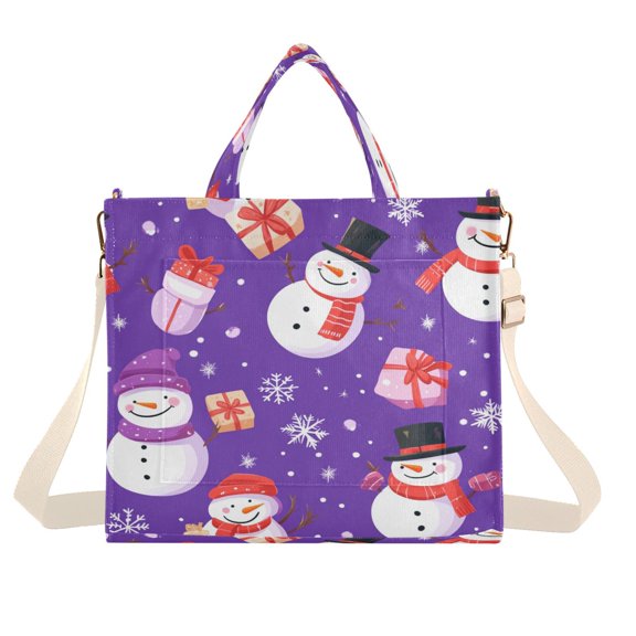 Corduroy Tote Bag for Women Shoulder Handbags Fashion Ladies Purses Satchel Messenger Bags Cute Cartoon Snowmen Pattern M