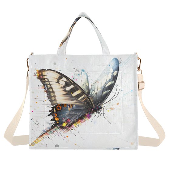 Corduroy Tote Bag for Women Shoulder Handbags Fashion Ladies Purses Satchel Messenger Bags Digital Elements Butterfly M