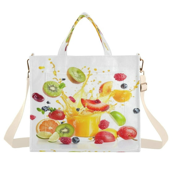 Corduroy Tote Bag for Women Shoulder Handbags Fashion Ladies Purses Satchel Messenger Bags Fruit Juice Splash S