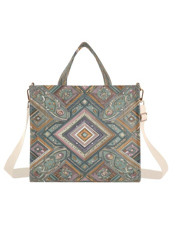 Corduroy Tote Bag for Women Shoulder Handbags Fashion Ladies Purses Satchel Messenger Bags Intricate Brown Batik Pattern S