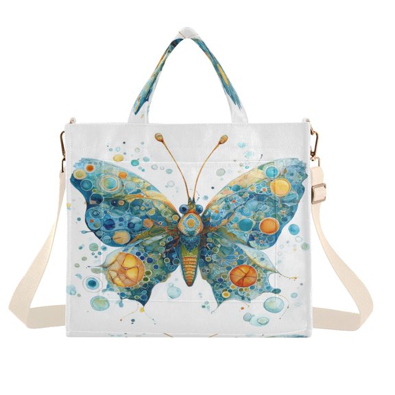 Corduroy Tote Bag for Women Shoulder Handbags Fashion Ladies Purses Satchel Messenger Bags Intricately Butterfly S