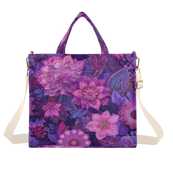 Corduroy Tote Bag for Women Shoulder Handbags Fashion Ladies Purses Satchel Messenger Bags Lavender Bohemian Pattern S