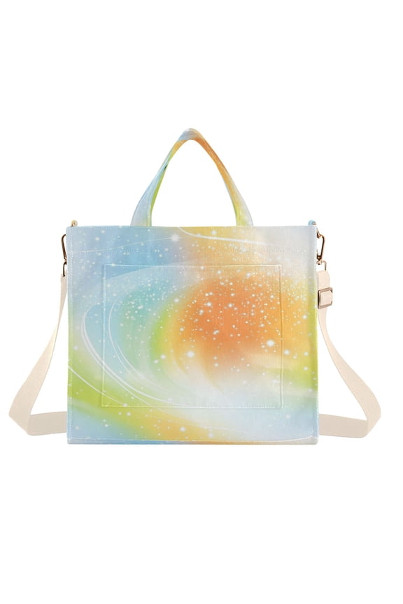 Corduroy Tote Bag for Women Shoulder Handbags Fashion Ladies Purses Satchel Messenger Bags Orange and Blue Fine Flash S