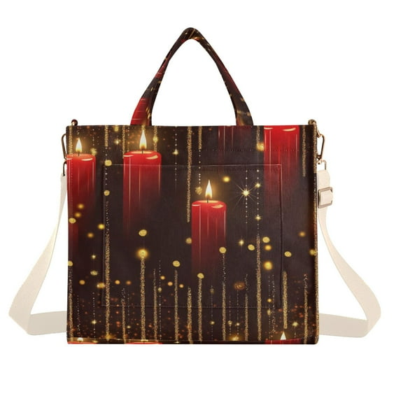 Corduroy Tote Bag for Women Shoulder Handbags Fashion Ladies Purses Satchel Messenger Bags Red Candles M