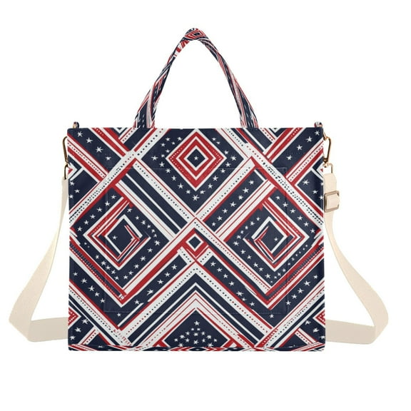 Corduroy Tote Bag for Women Shoulder Handbags Fashion Ladies Purses Satchel Messenger Bags Red White and Blue Stripes S