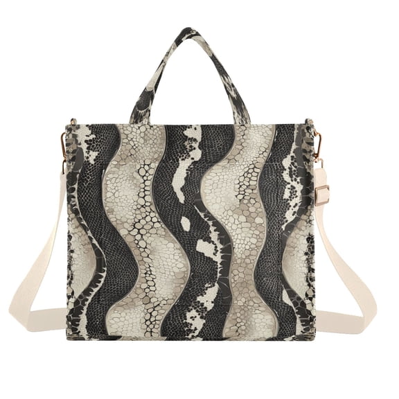 Corduroy Tote Bag for Women Shoulder Handbags Fashion Ladies Purses Satchel Messenger Bags Snake Skin Pattern S