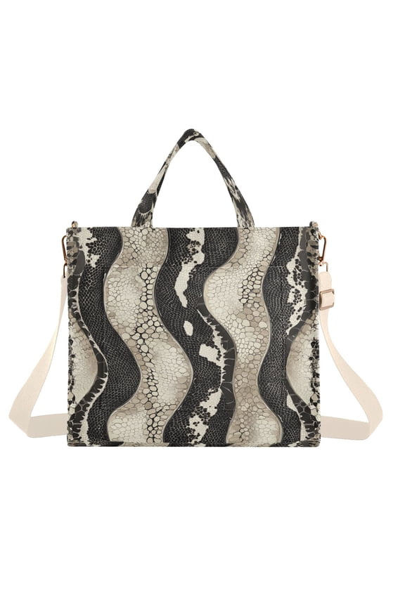 Corduroy Tote Bag for Women Shoulder Handbags Fashion Ladies Purses Satchel Messenger Bags Snake Skin Pattern S